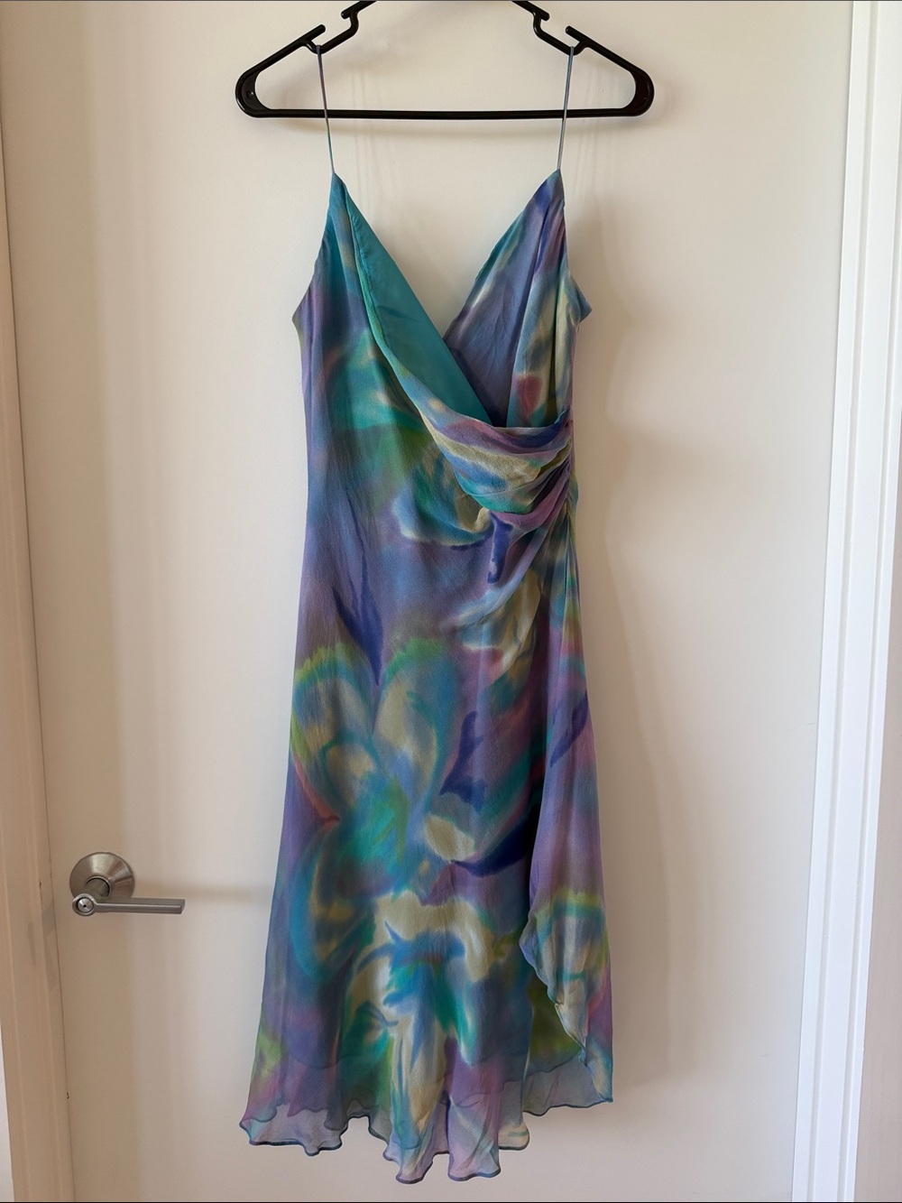 VINTAGE JONES NEW YORK 100% SILK WATERCOLOR CHIFFON DRESS